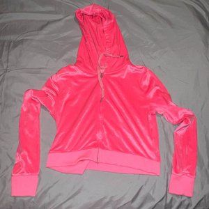 Aerie Dreamy Velour Cropped Hoodie - Coral Pink